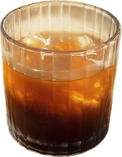 Iced americano in a ribbed glass