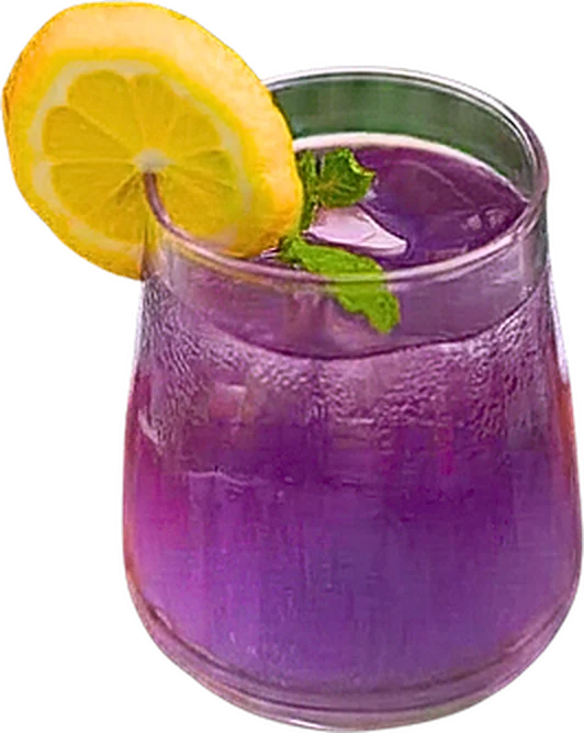 Amethyst bloom: violet soda with lemon and mint